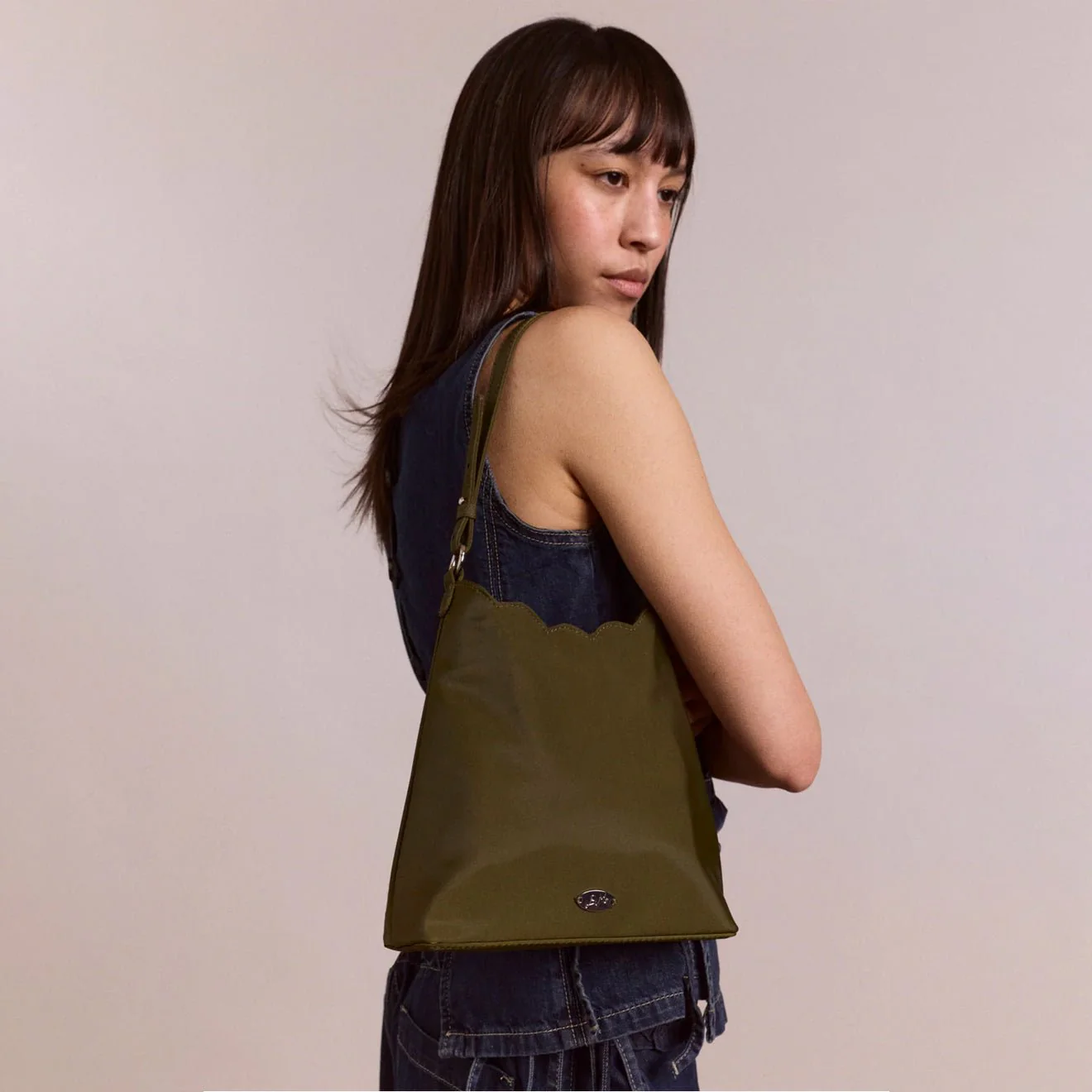 Damson Madder Lorelai Bag In Heavy Satin Olive - Image 5