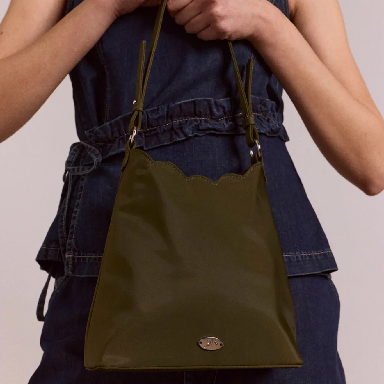 Damson Madder Lorelai Bag In Heavy Satin Olive - Image 6