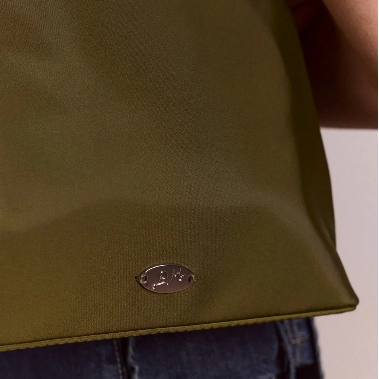 Damson Madder Lorelai Bag In Heavy Satin Olive - Image 7