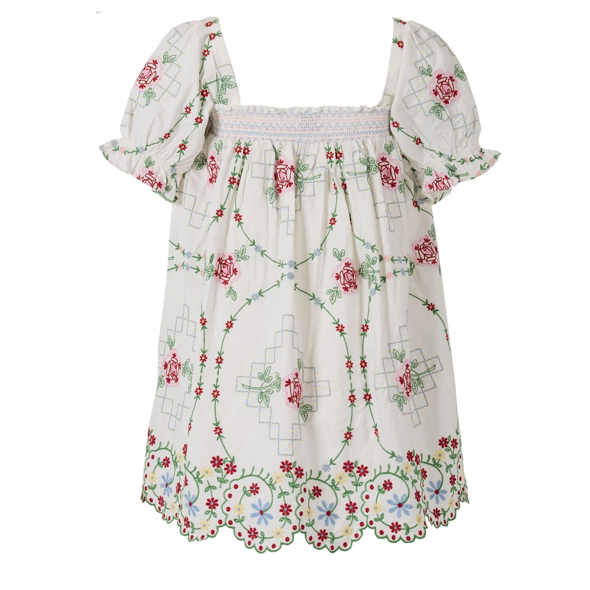 Damson Madder Lulu Mini Dress Rose Embroidery - Image 2