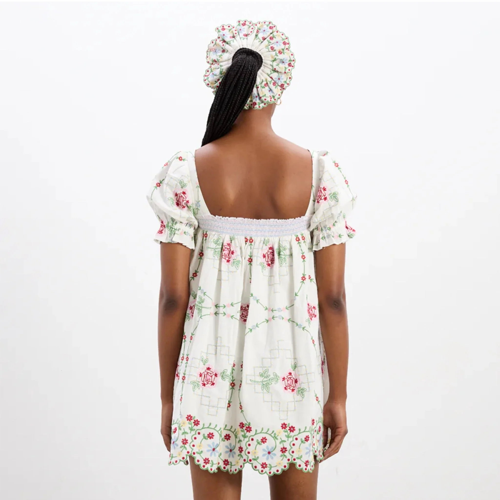 Damson Madder Lulu Mini Dress Rose Embroidery - Image 5