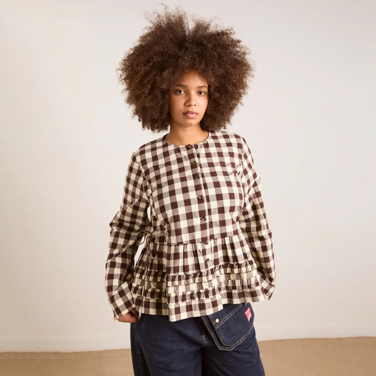 Damson Madder Madison Blouse Butter Gingham - Image 7