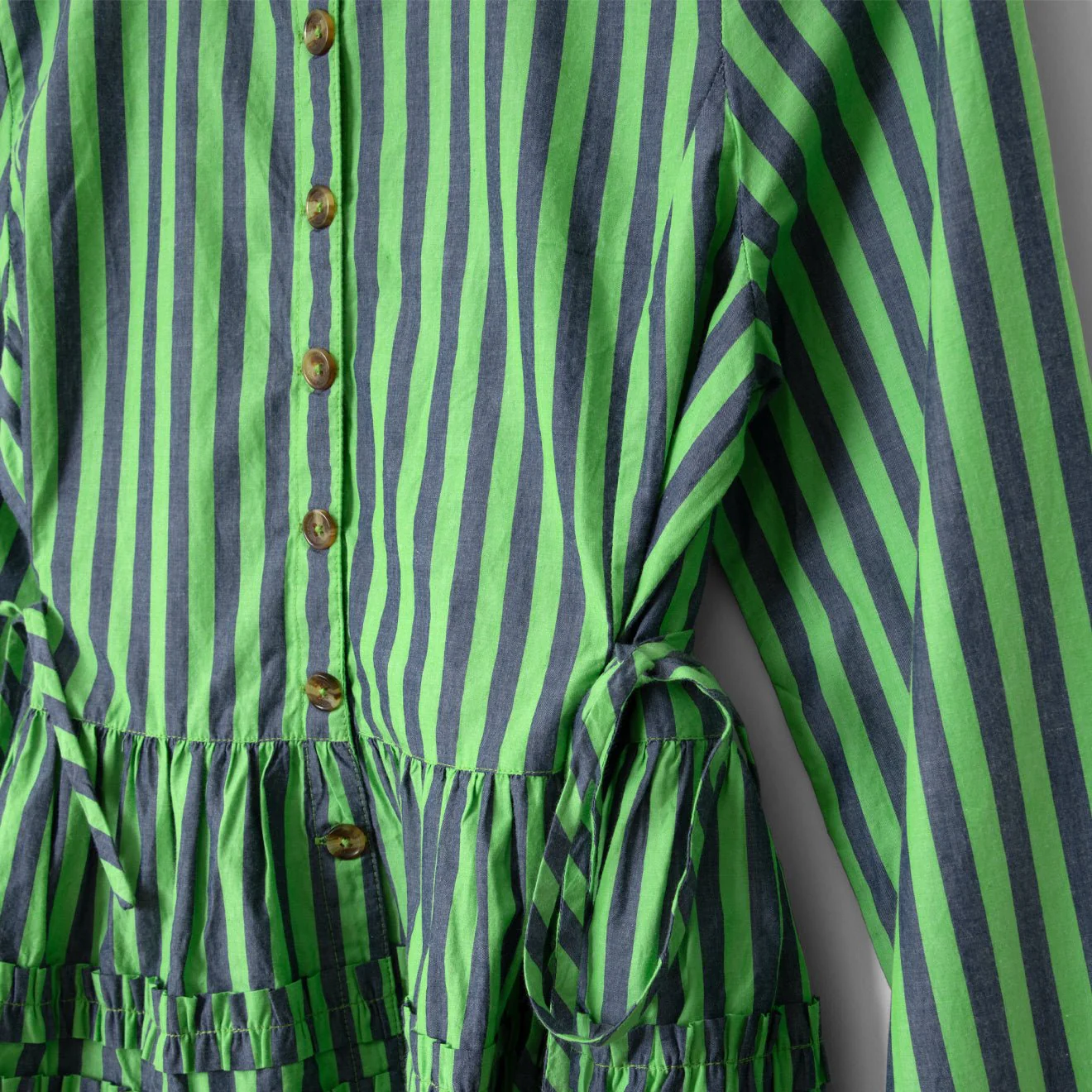 Damson Madder Madison Blouse Navy Pop Green Stripe - Image 3