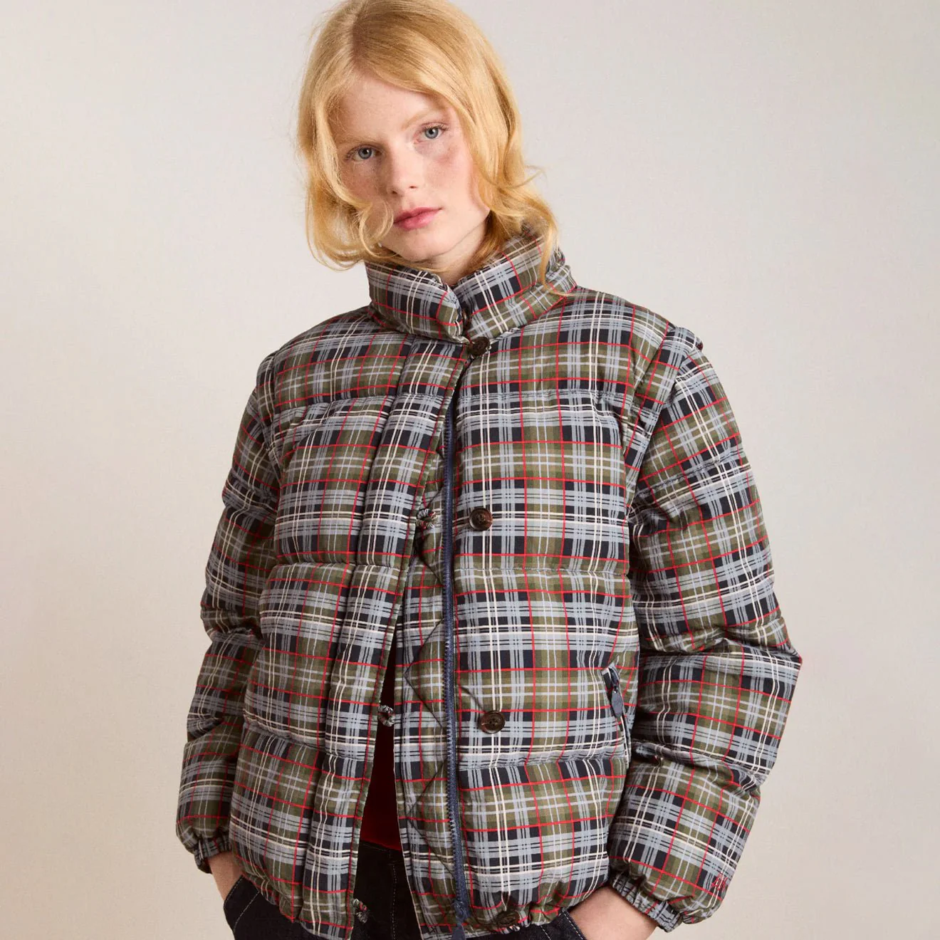 Damson Madder Pearl Hooded Puffer Multi Check - Image 6