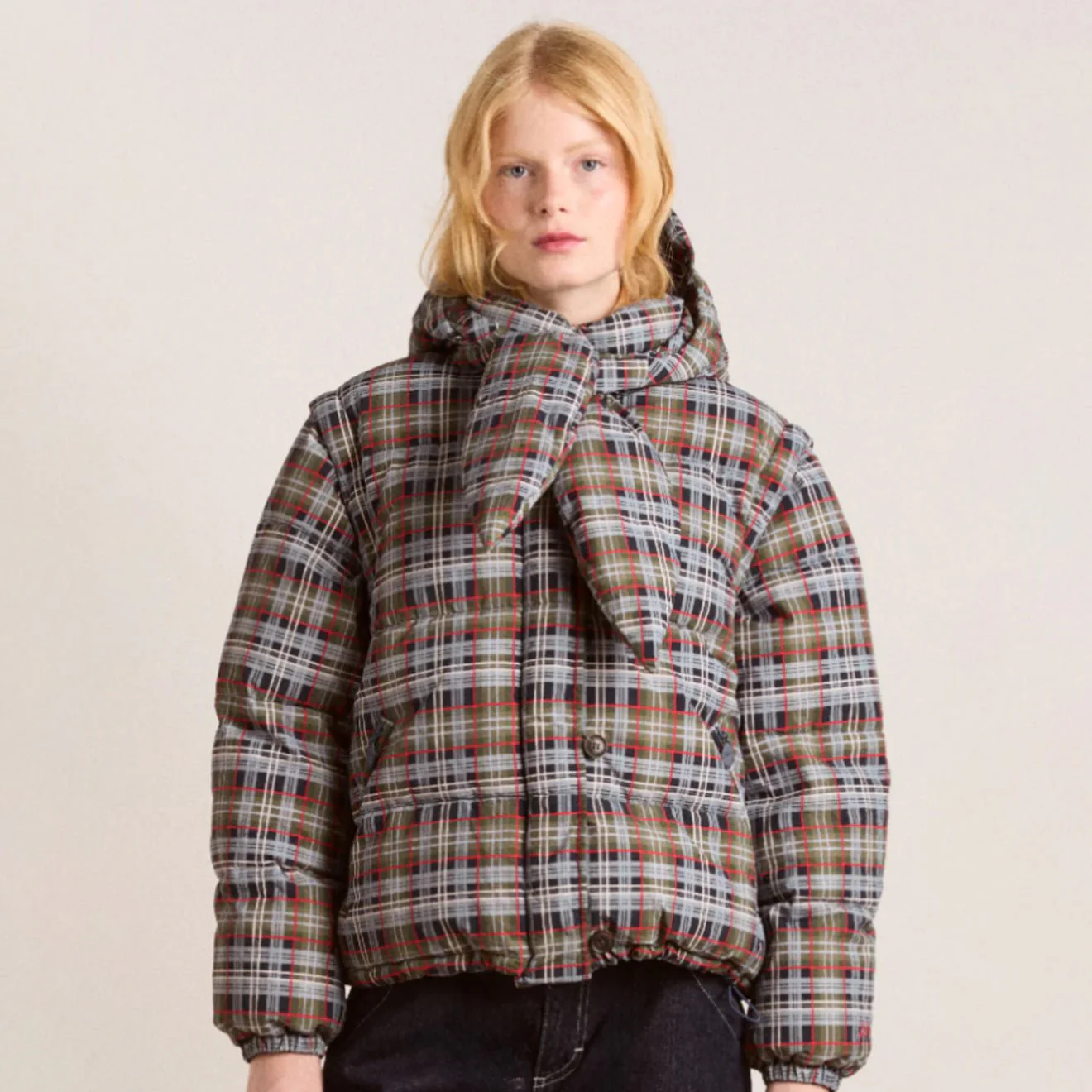 Damson Madder Pearl Hooded Puffer Multi Check - Image 7
