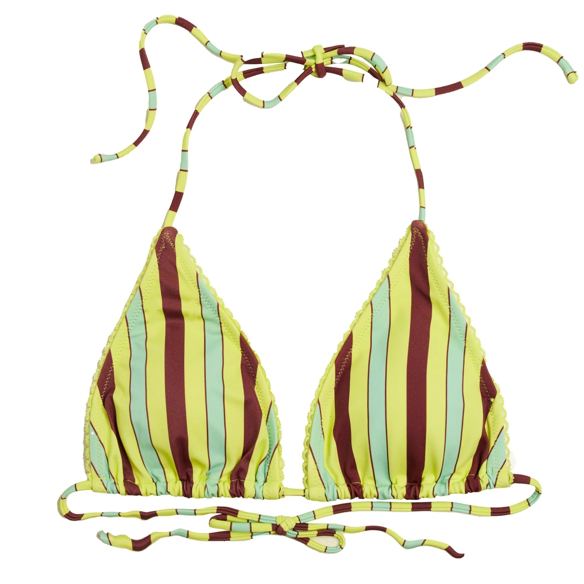 Damson Madder Picot Trim Triangle Bikini Tropical Stripe
