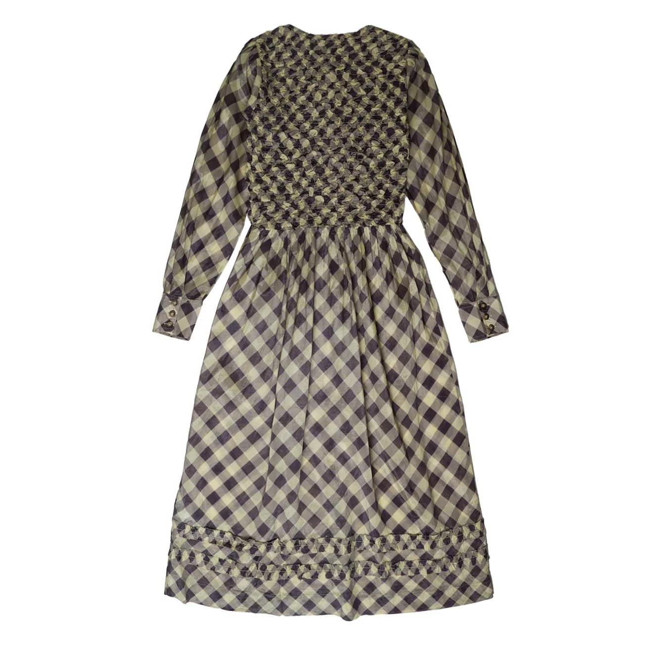 Damson Madder Posey Cardi Midi Dress Sheer Butter Gingham - Image 2