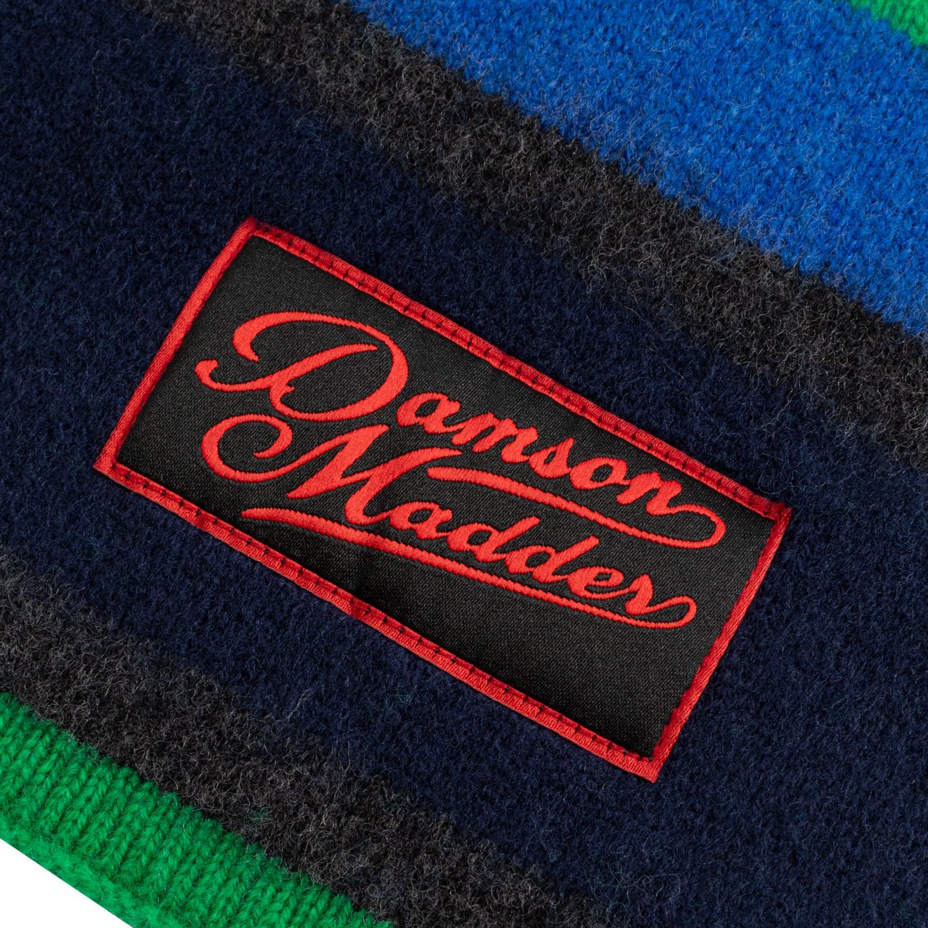 Damson Madder Rene Scarf In Merino Wool Green / Blue Stripe - Image 2