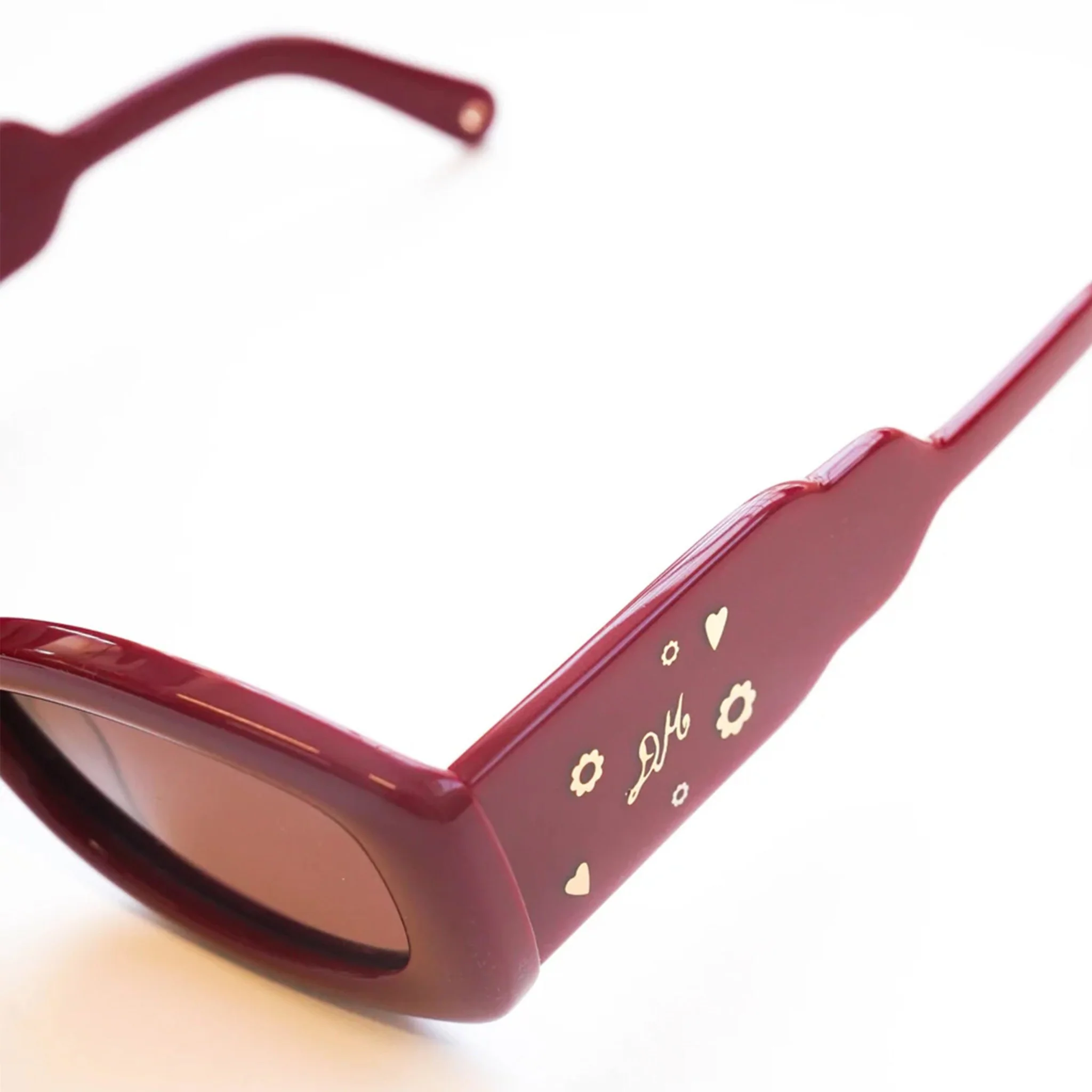 Damson Madder Rounded Square Sunglasses With Charm Detail Red - Image 2