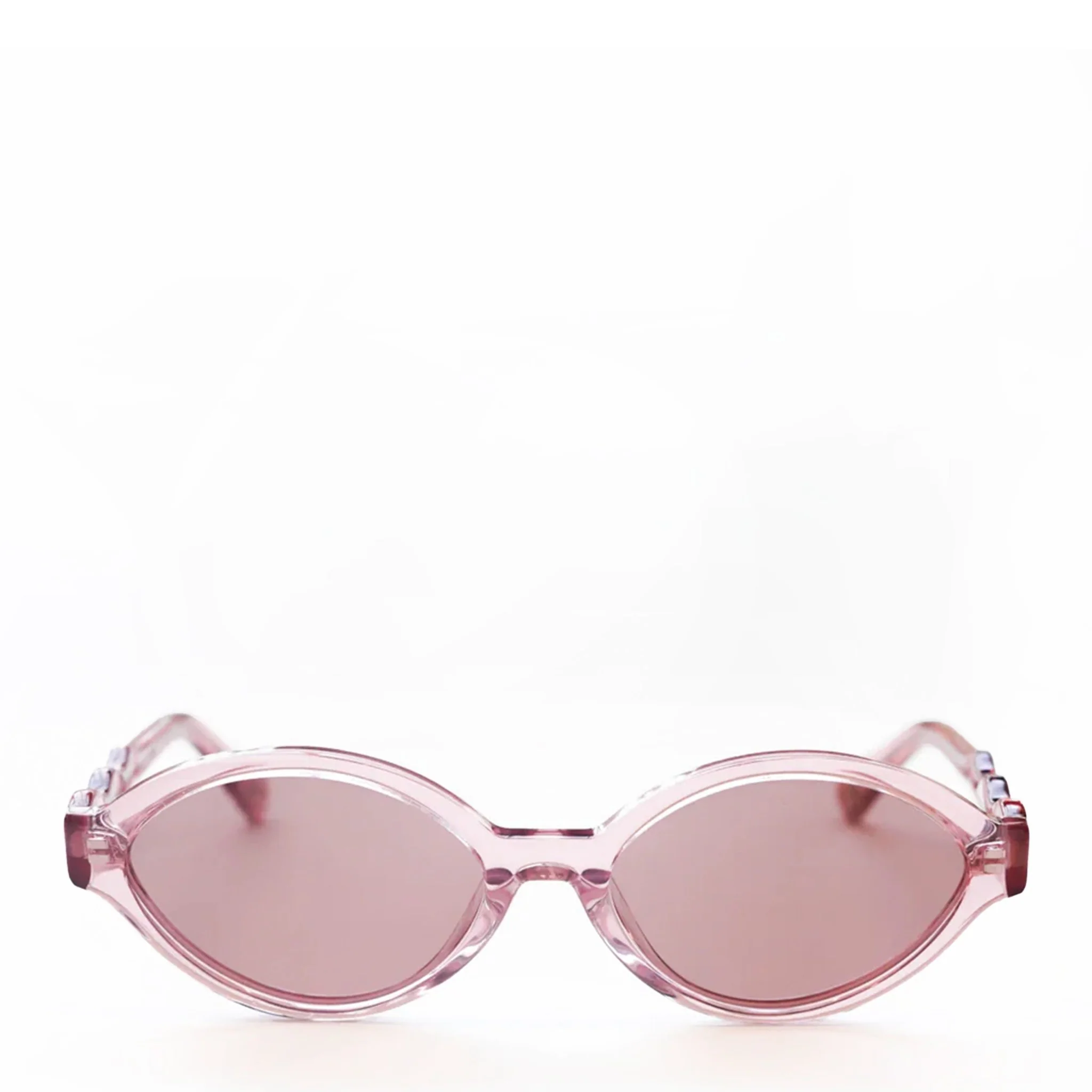 Damson Madder Slim Oval Preppy Sunglasses With Wavy Temple Pink