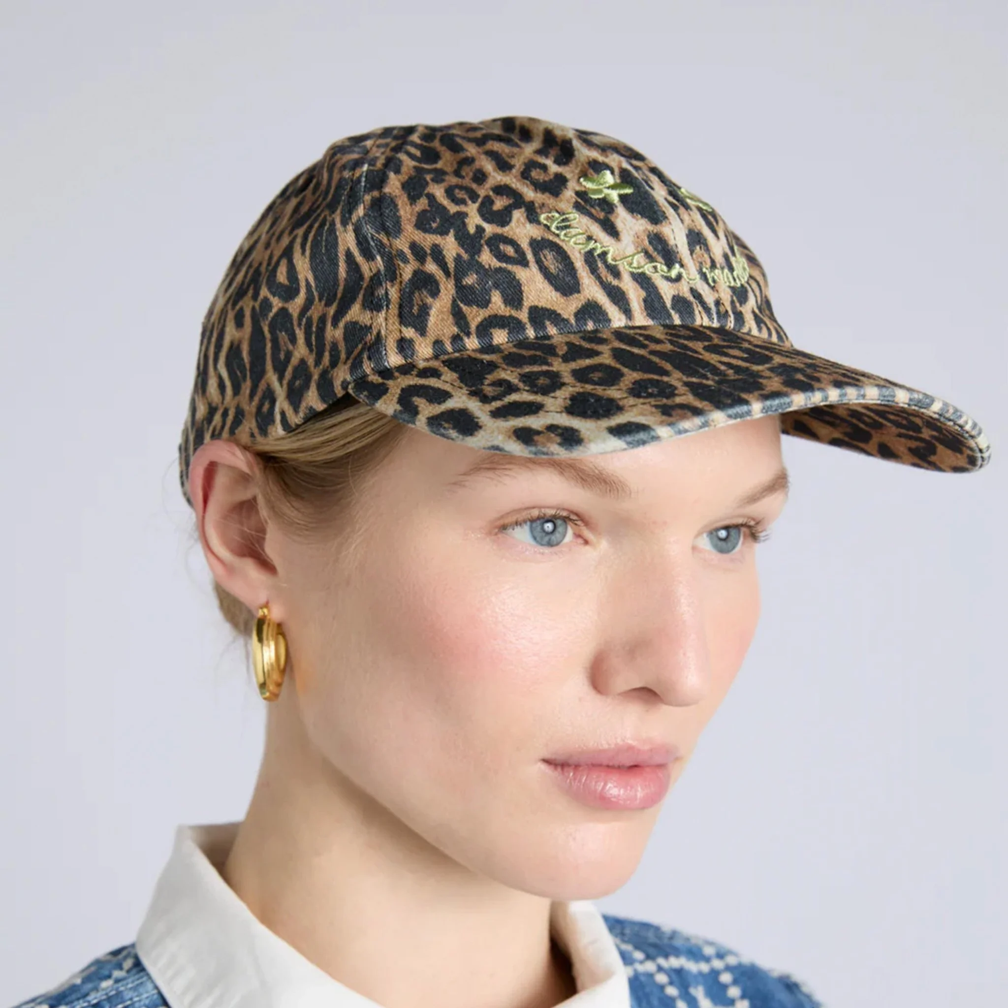 Damson Madder Smiley Cap Washed Leopard Print - Image 2