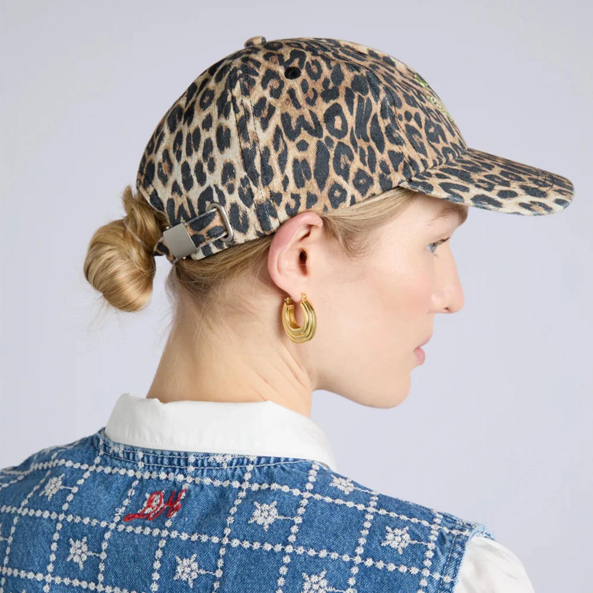 Damson Madder Smiley Cap Washed Leopard Print - Image 3