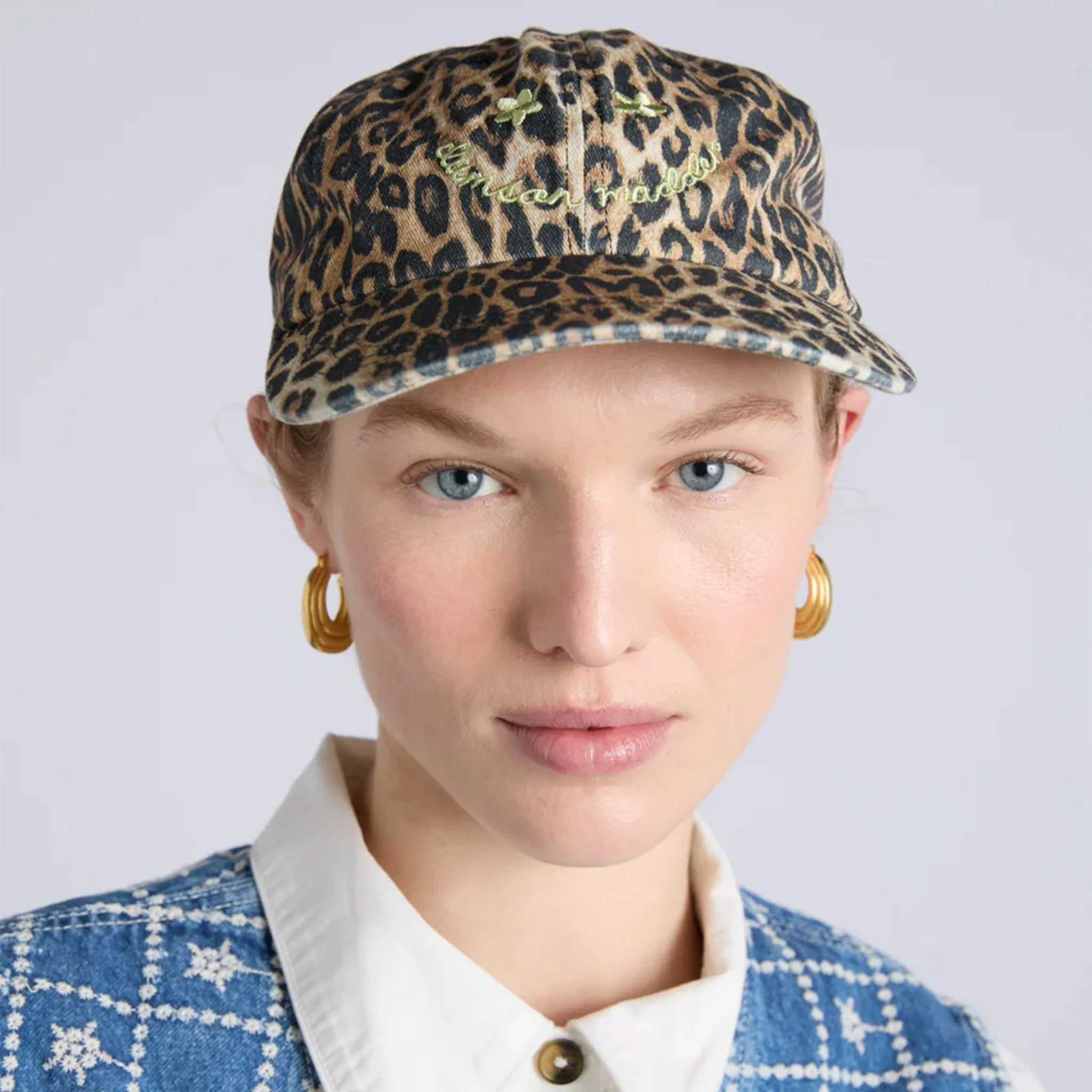 Damson Madder Smiley Cap Washed Leopard Print - Image 4