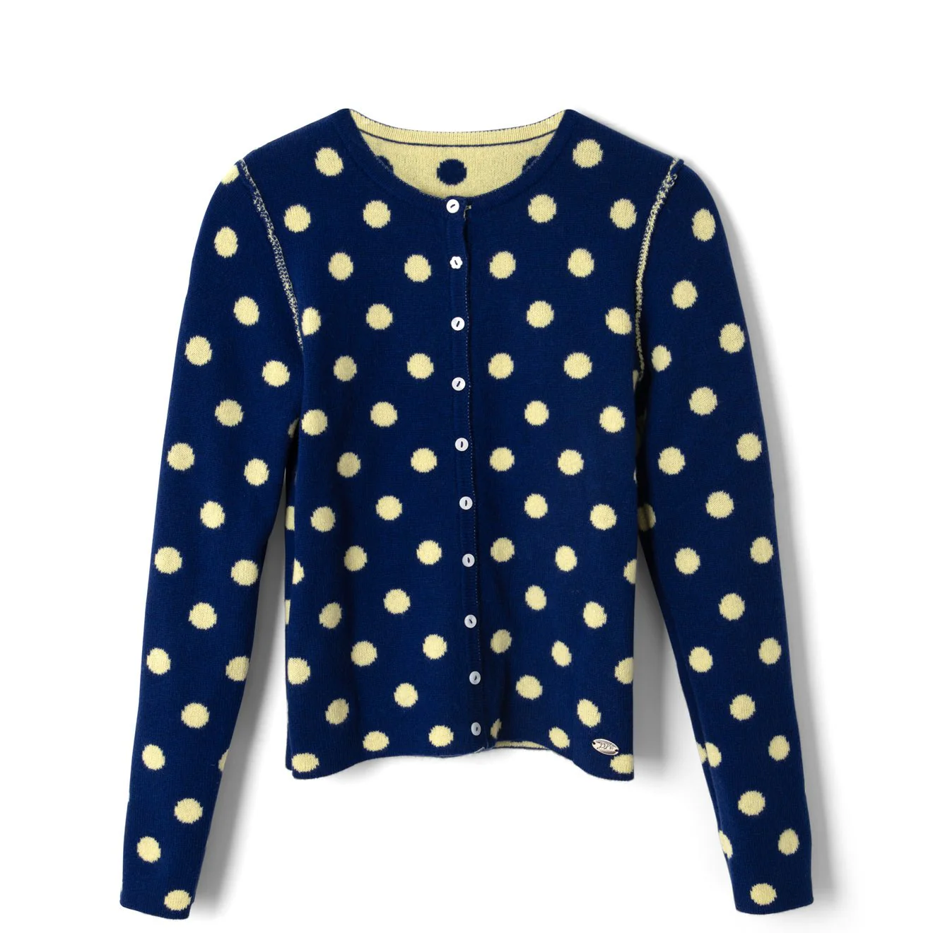 Damson Madder Tabitha Reversible Cardigan Navy / Butter Spot - Image 2