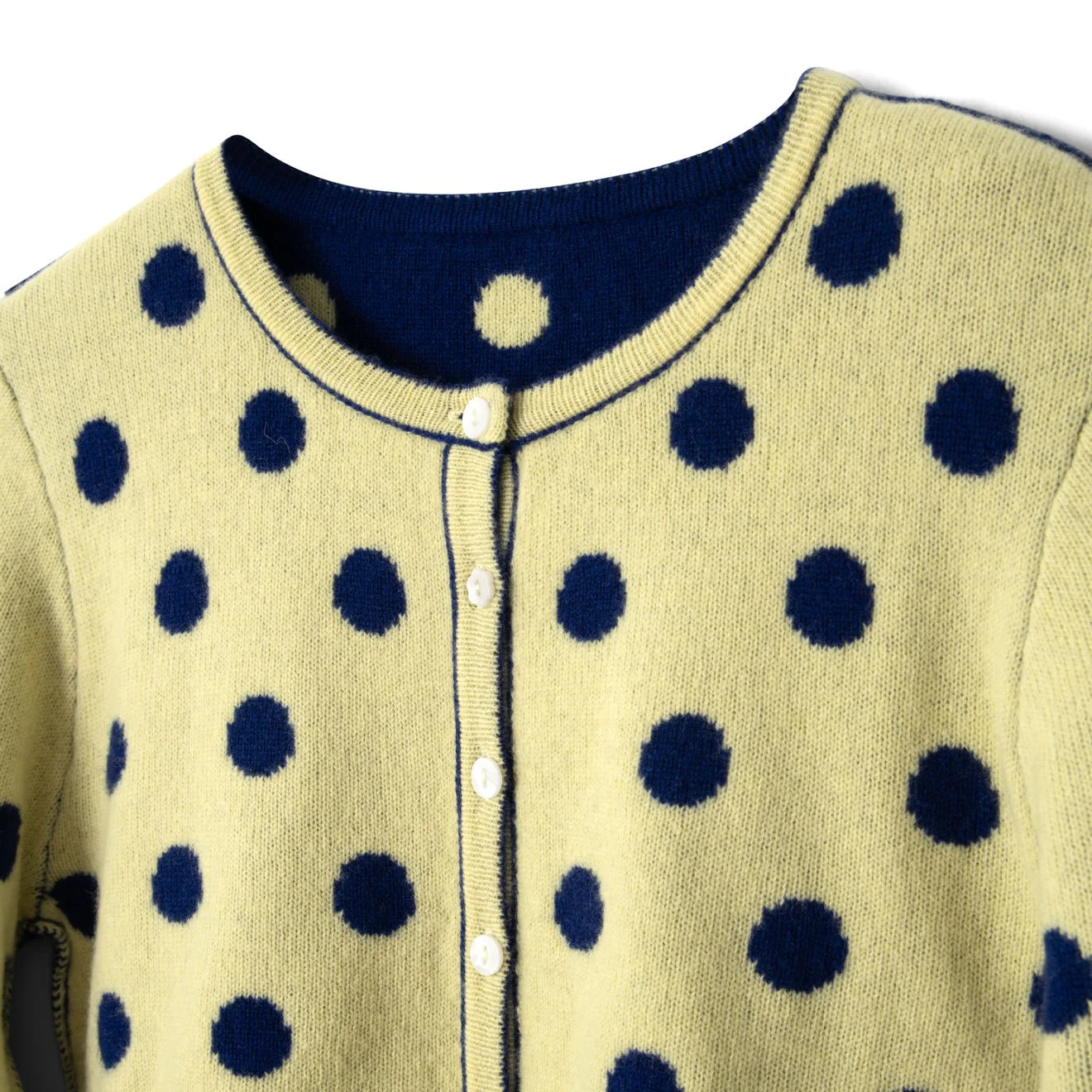 Damson Madder Tabitha Reversible Cardigan Navy / Butter Spot - Image 5