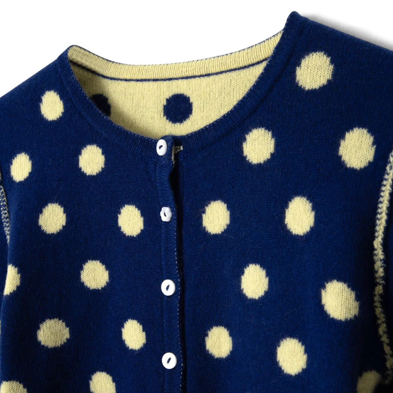 Damson Madder Tabitha Reversible Cardigan Navy / Butter Spot - Image 6