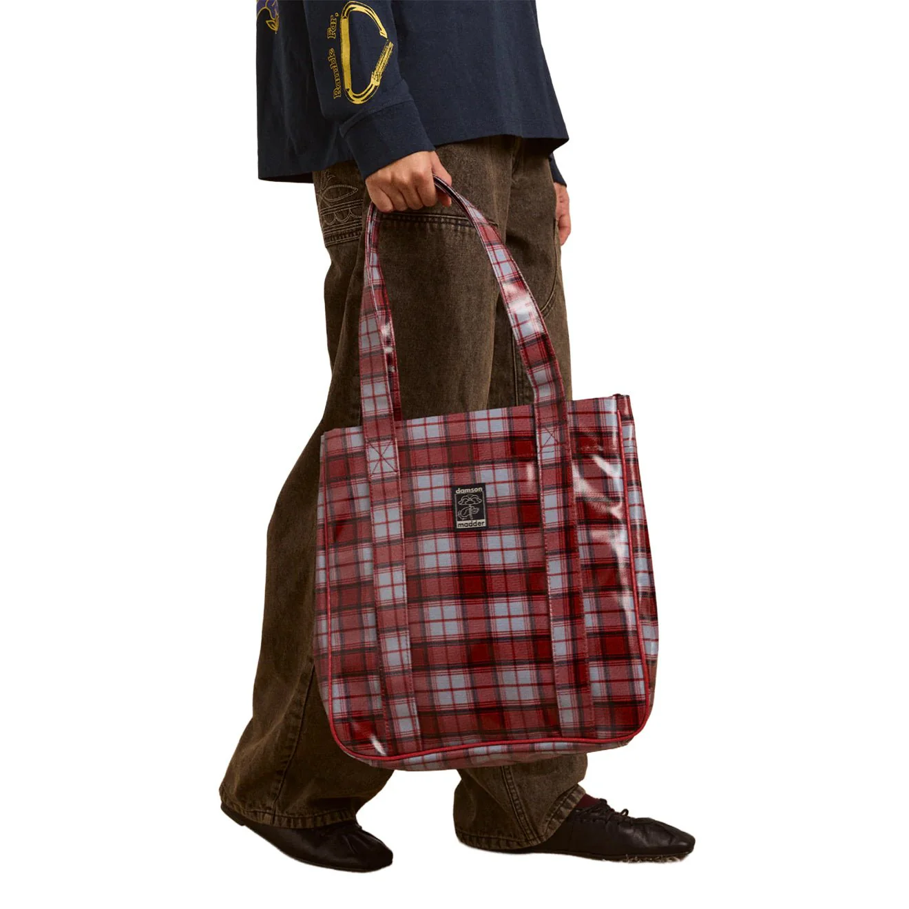 Damson Madder Tote Blue Fog Multi Check - Image 4