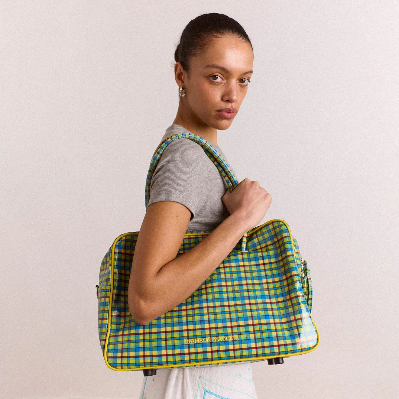 Damson Madder Truro Coated Holdall Zesty Check - Image 2
