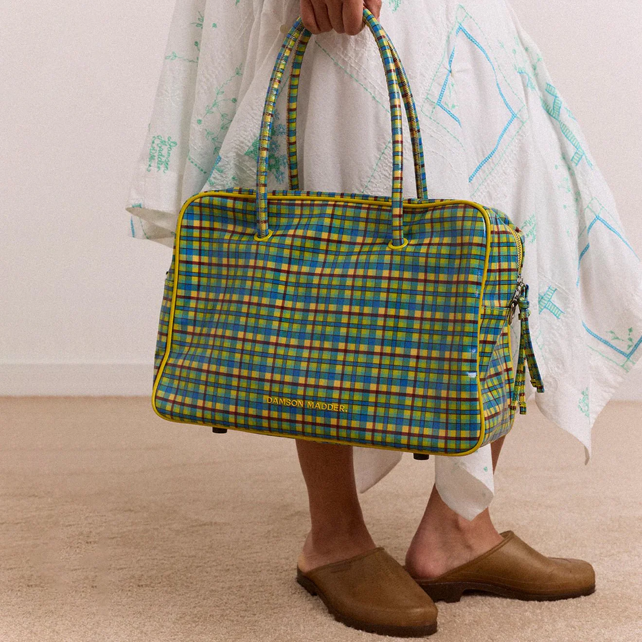 Damson Madder Truro Coated Holdall Zesty Check - Image 3
