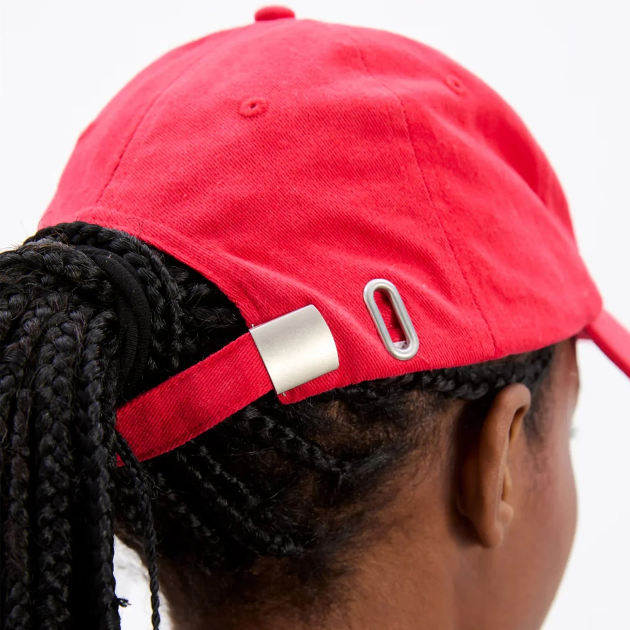 Damson Madder Washed Smiley Cap Red With Pink Embroidery - Image 3
