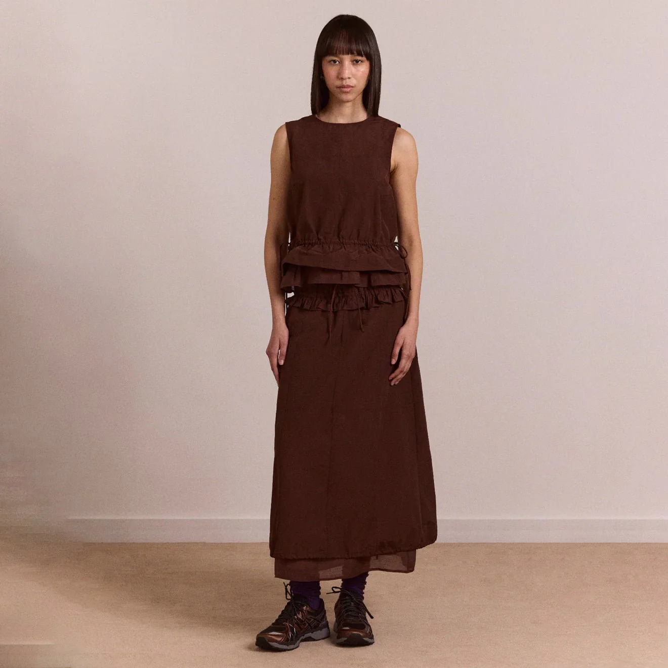 Damson Madder Womens Ailani Sheer Panel Blouse Choc - Image 4