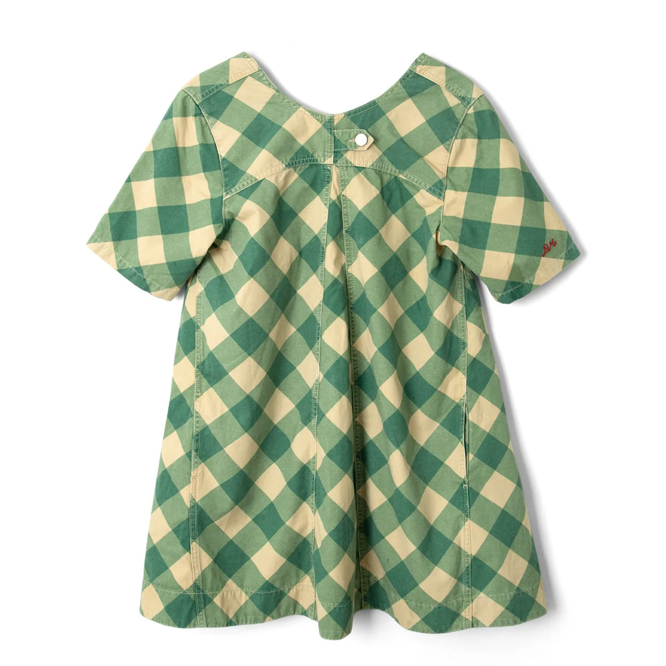 Damson Madder Womens Bridget Mini Dress Green Butter Gingham