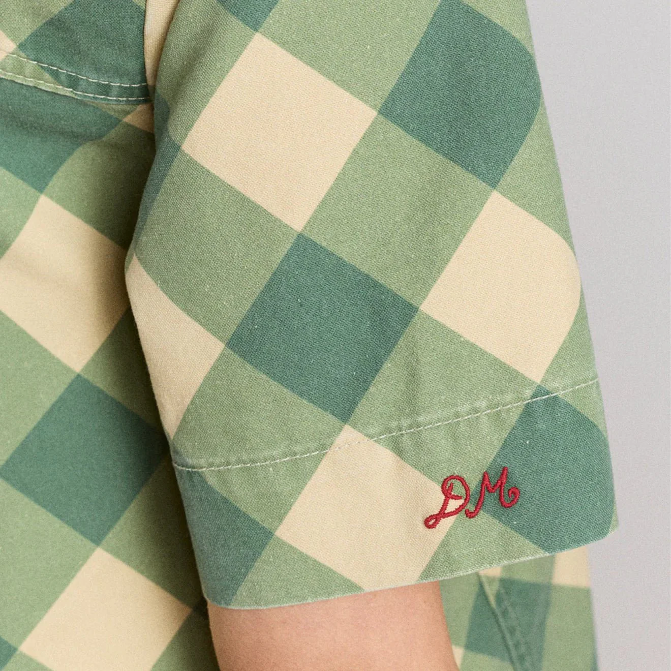 Damson Madder Womens Bridget Mini Dress Green Butter Gingham - Image 10