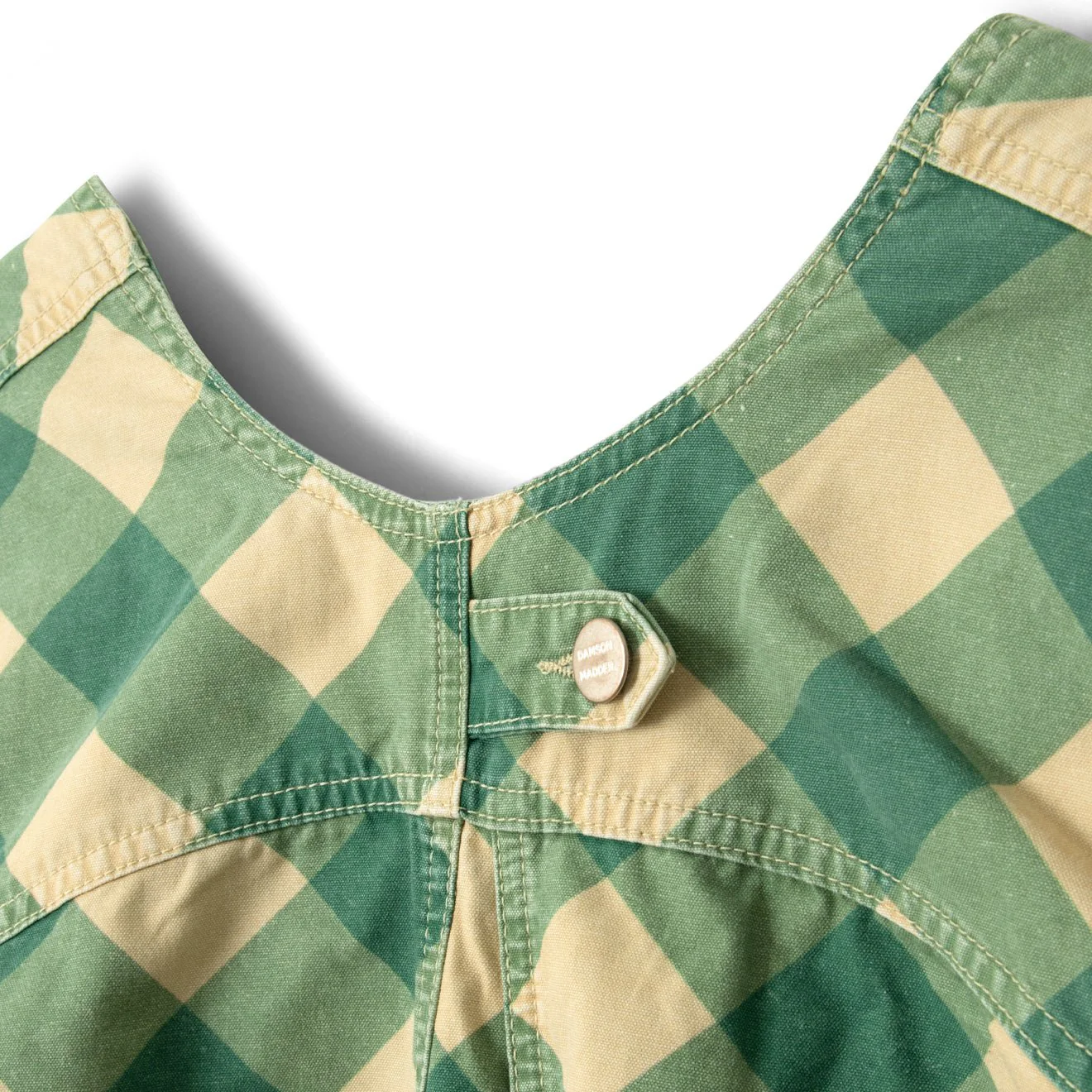 Damson Madder Womens Bridget Mini Dress Green Butter Gingham - Image 3