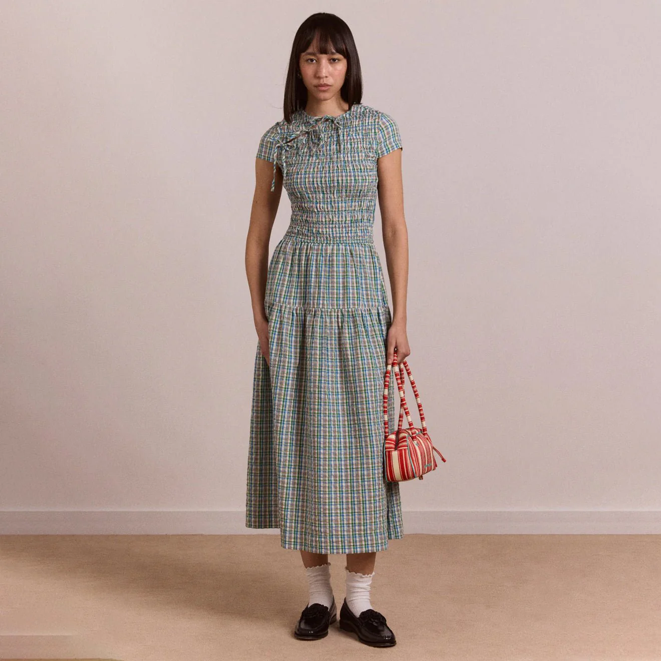 Damson Madder Womens Ebba Midi Dress Picnic Check - Image 4