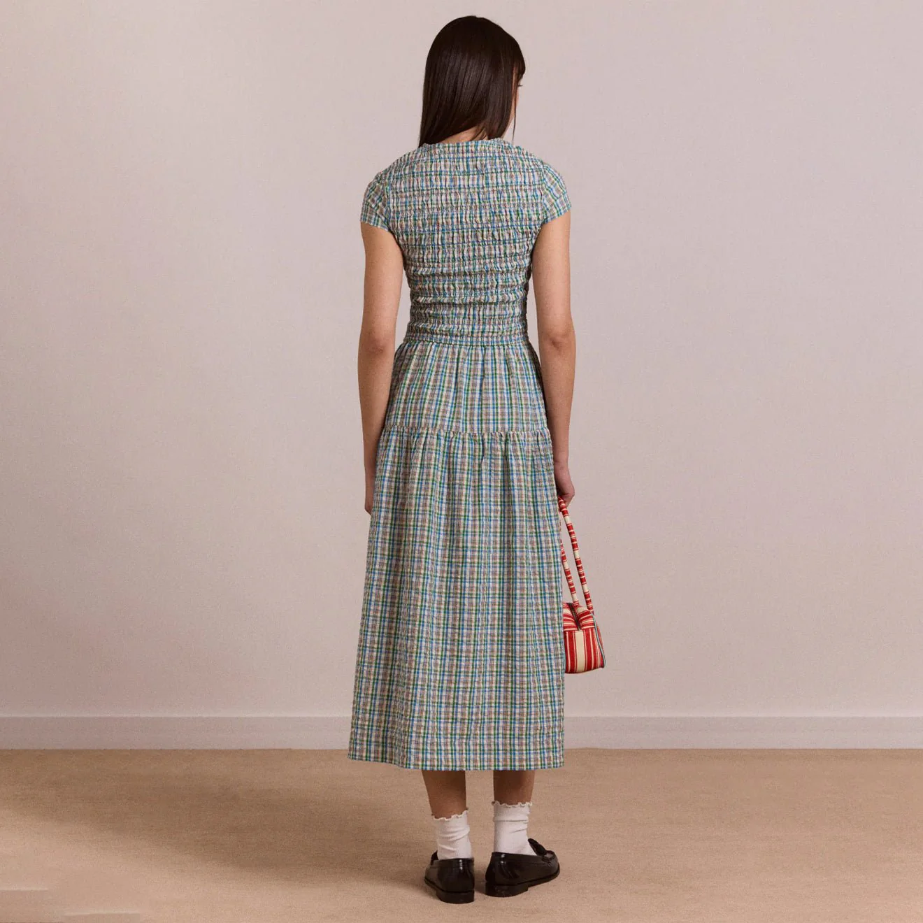 Damson Madder Womens Ebba Midi Dress Picnic Check - Image 5