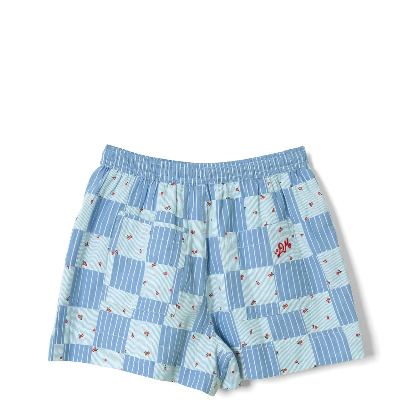 Damson Madder Womens Eluna Boxer Shorts Blue Stripe & Floral Print - Image 2