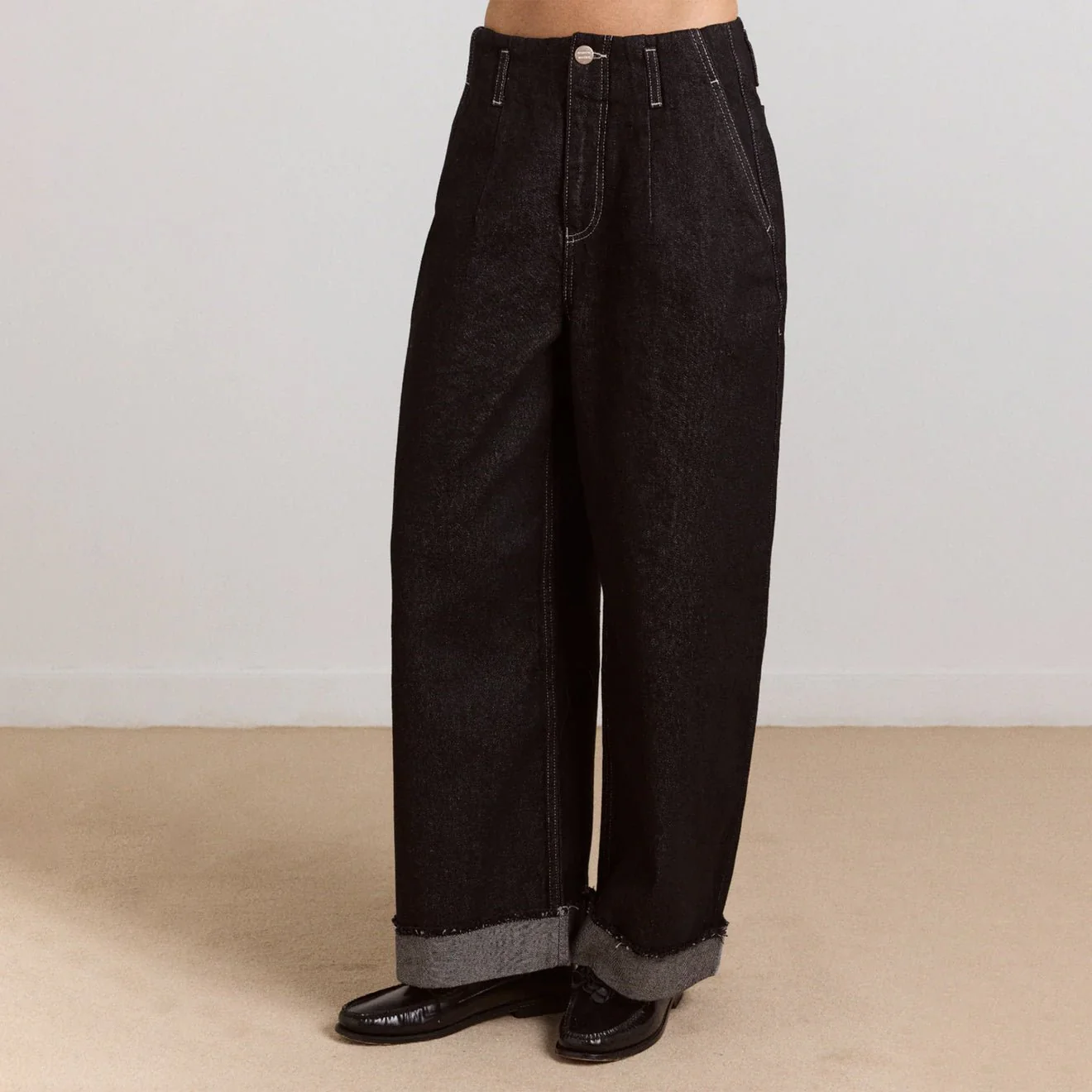 Damson Madder Womens Loose Fit Pascal Jeans Black Wash - Image 5