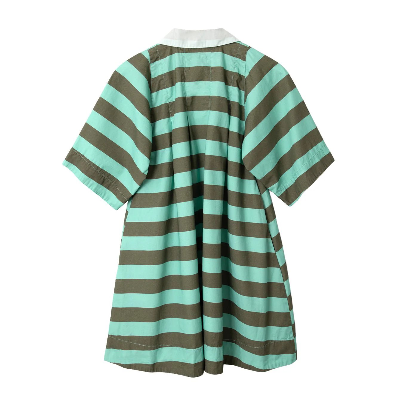 Damson Madder Womens Maggie Mini Polo Dress Aqua Olive Stripe - Image 2