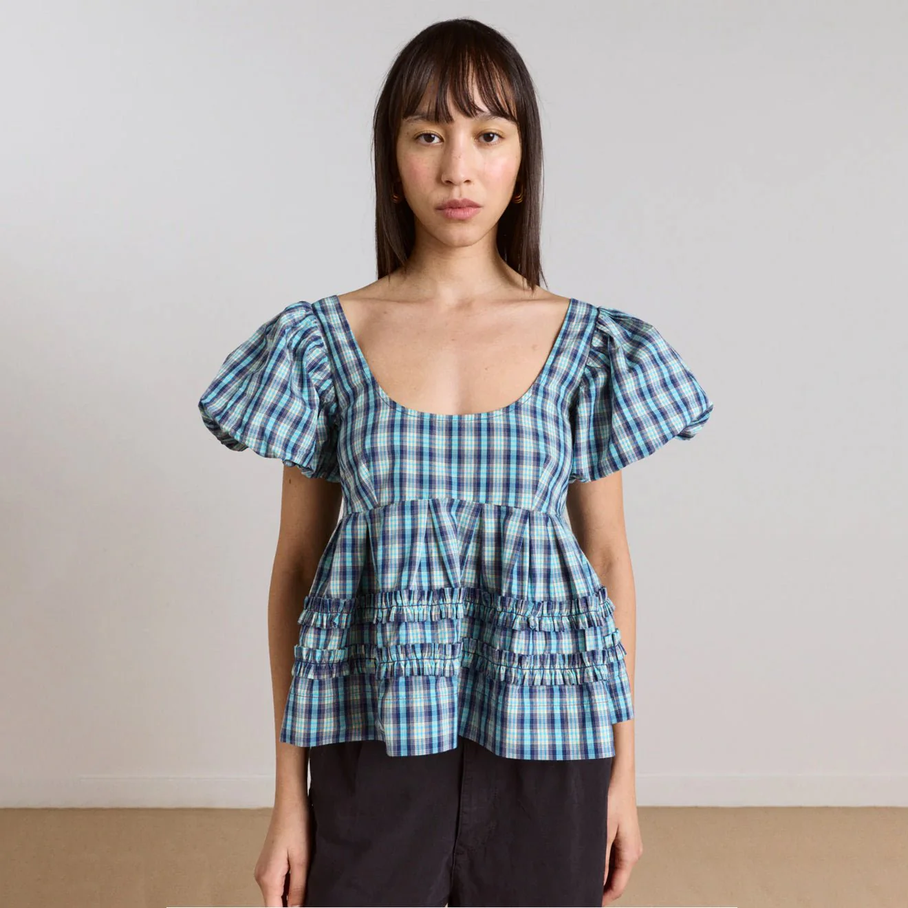 Damson Madder Womens Summer Joy Blouse Tomboy Check - Image 6