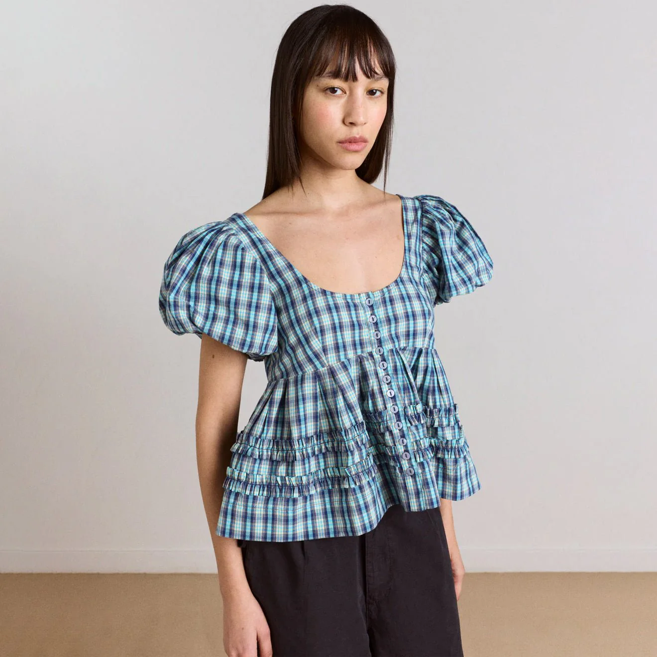 Damson Madder Womens Summer Joy Blouse Tomboy Check - Image 7