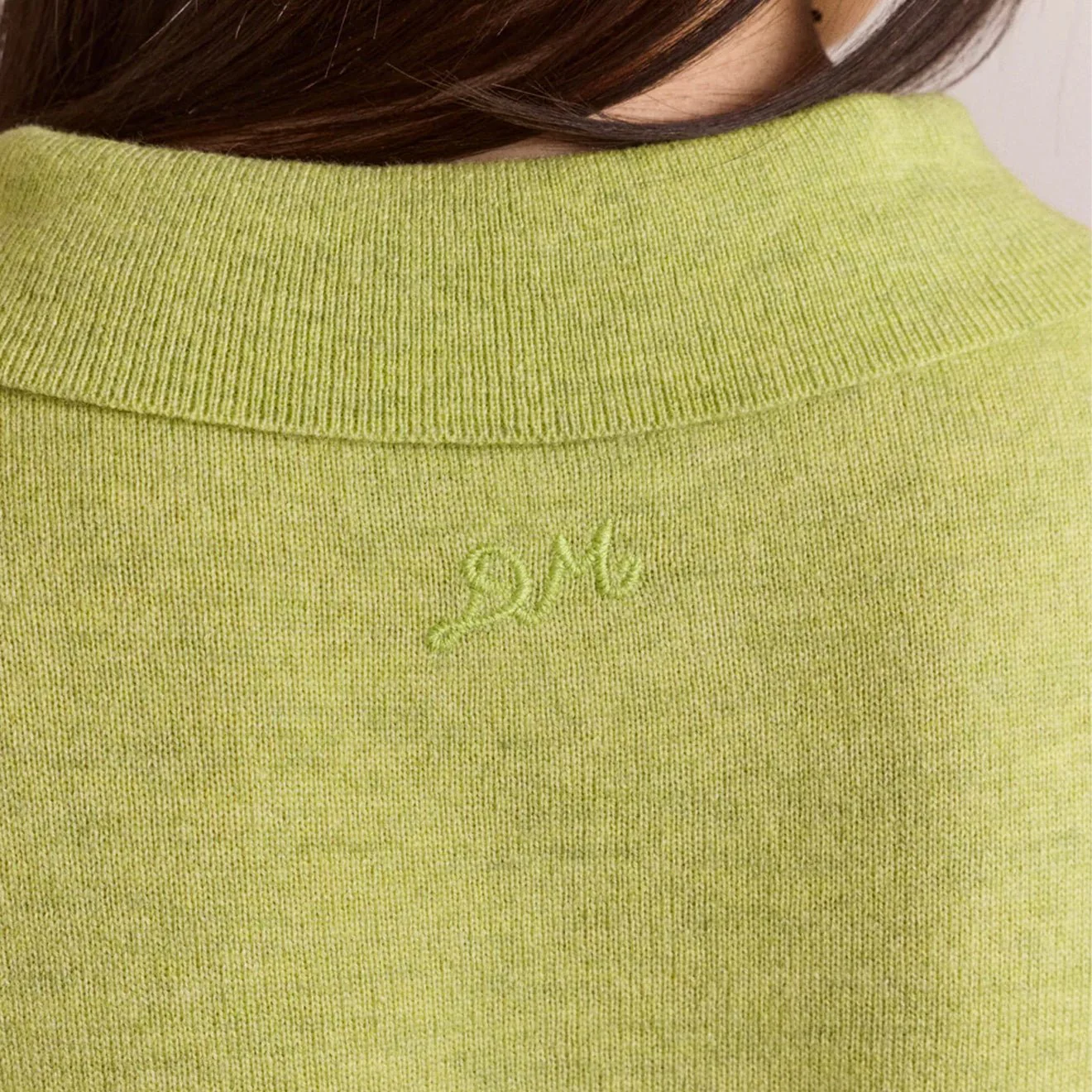 Damson Madder Womens Voula Wool And Cashmere Blend Cardigan Lime - Image 8
