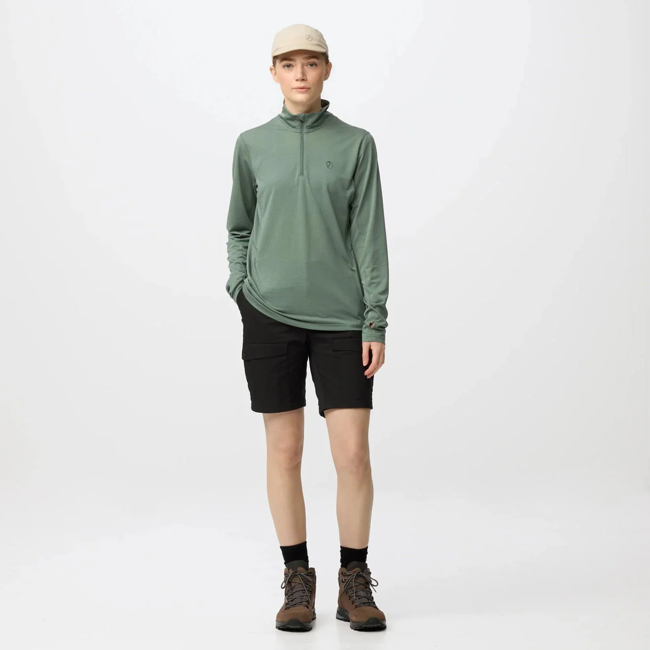 Fjallraven Womens Abisko Day Hike Half Zip Patina Green - Image 3
