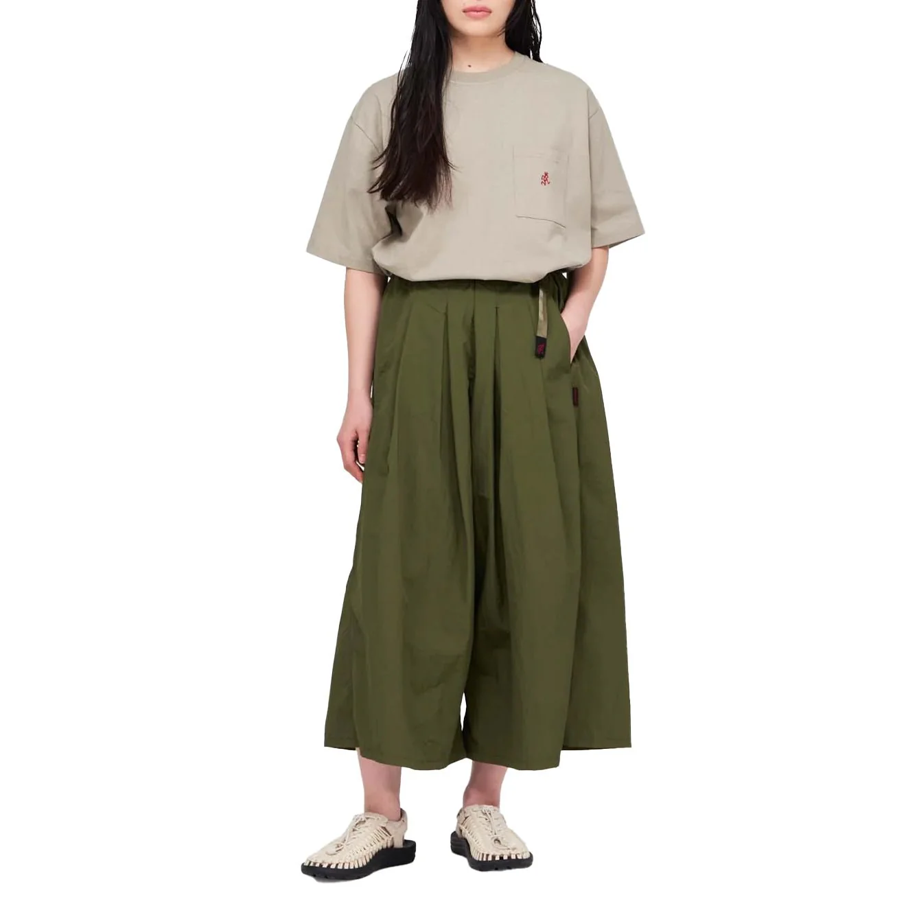 Gramicci Womens Nylon Flare Pant Olive - Image 2