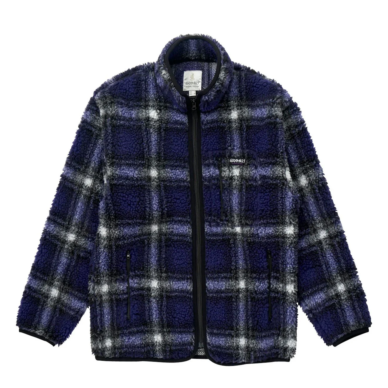 Gramicci Womens Shadow Plaid Sherpa Jacket Purple Shadow Plaid
