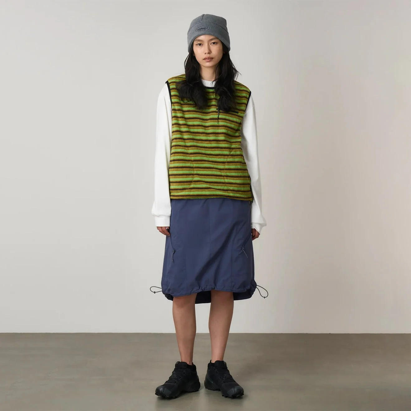 Gramicci Womens Thermal Fleece Pullover Chartreuse Stripe - Image 2