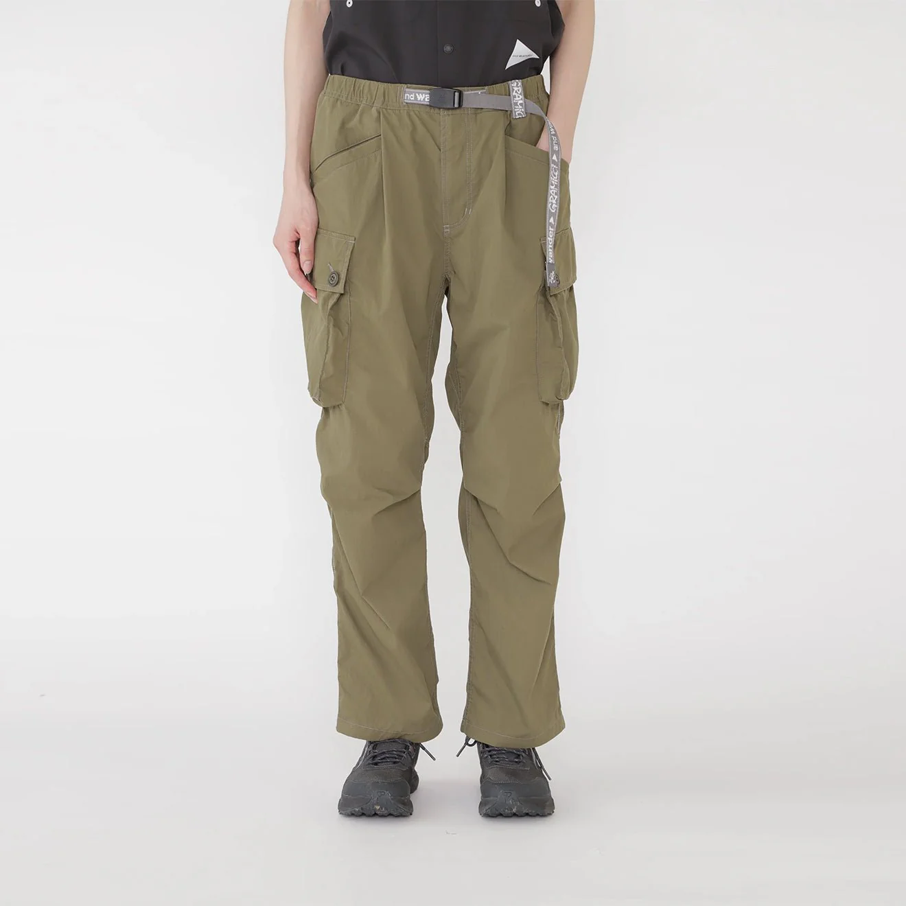 Gramicci x And Wander Womens Military Wide Pant Khaki - Image 5