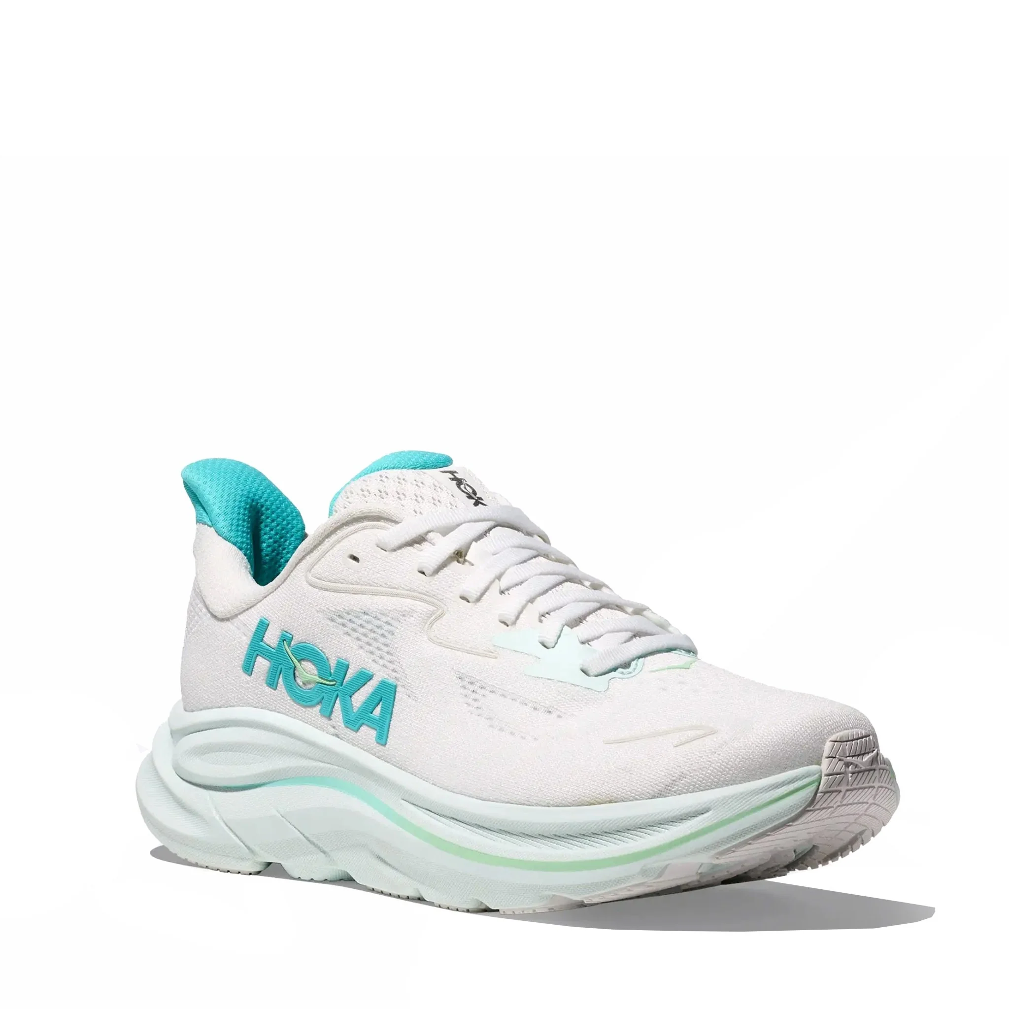 Hoka Womens Clifton 10 Trainer White / Cielo Blue - Image 4