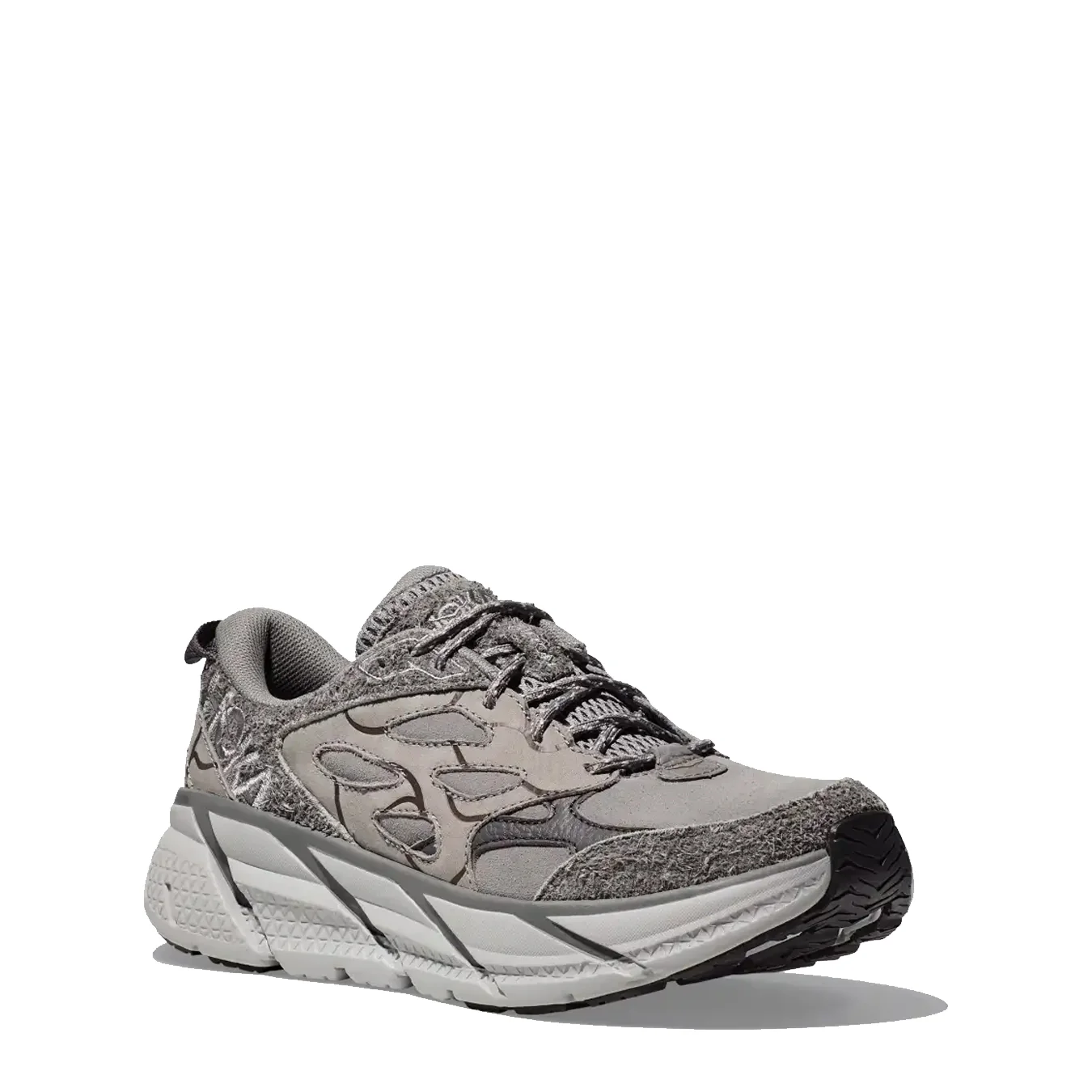 Hoka Womens Elite Terrain System Clifton L Suede TP Trainer Galactic Grey / Satellite Grey - Image 2