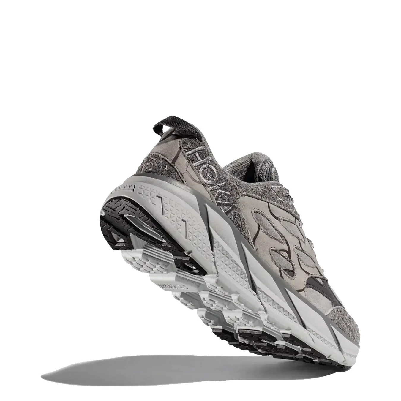 Hoka Womens Elite Terrain System Clifton L Suede TP Trainer Galactic Grey / Satellite Grey - Image 4