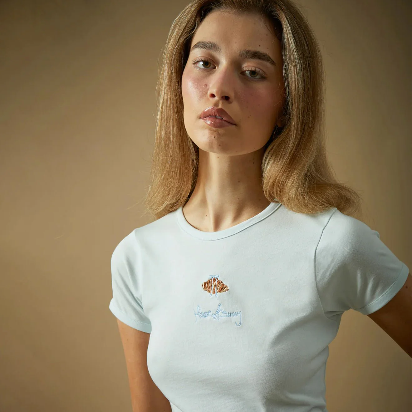 House of Sunny Croissant Baby Tee Soft Blue - Image 4