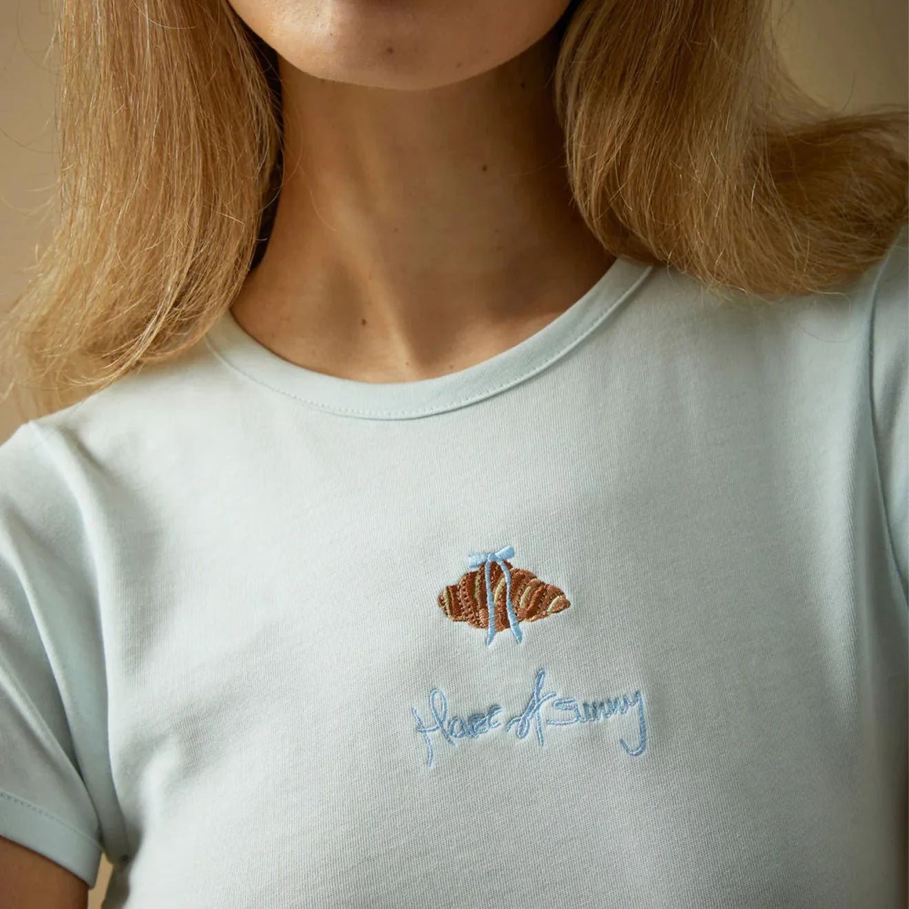 House of Sunny Croissant Baby Tee Soft Blue - Image 5