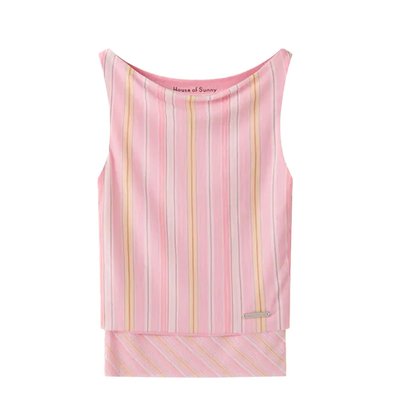 House of Sunny Double Layer Stripe Mesh Vest Stripe Print