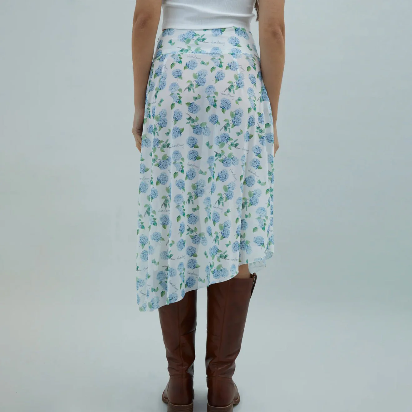 House of Sunny Hydrangea Asymmetric Mesh Skirt Soft Blue - Image 5