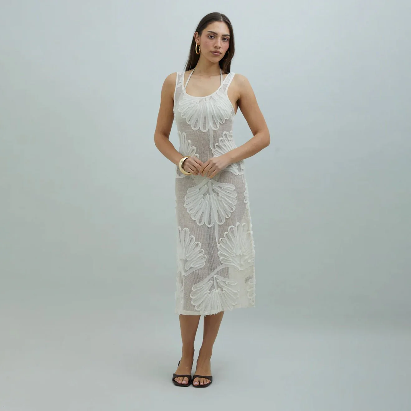House of Sunny Seashells Applique Dress Ivory - Image 2