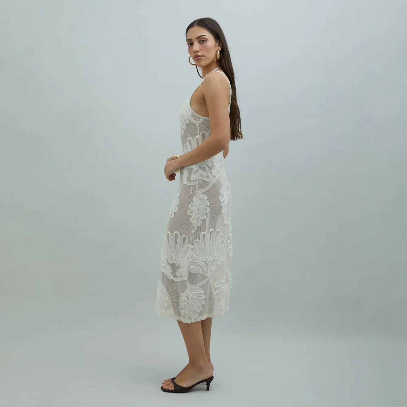 House of Sunny Seashells Applique Dress Ivory - Image 3